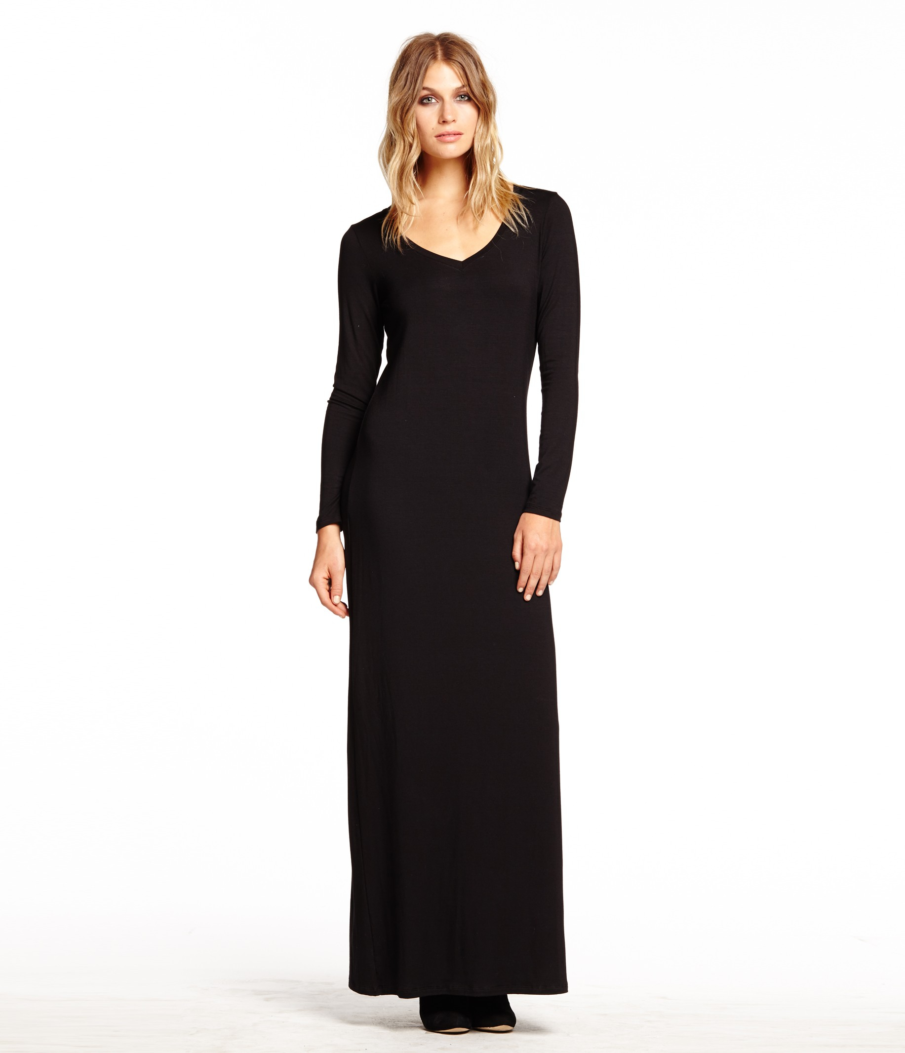 Michael stars Long Sleeve Scoop Neck Maxi Dress With Side Slits in ...