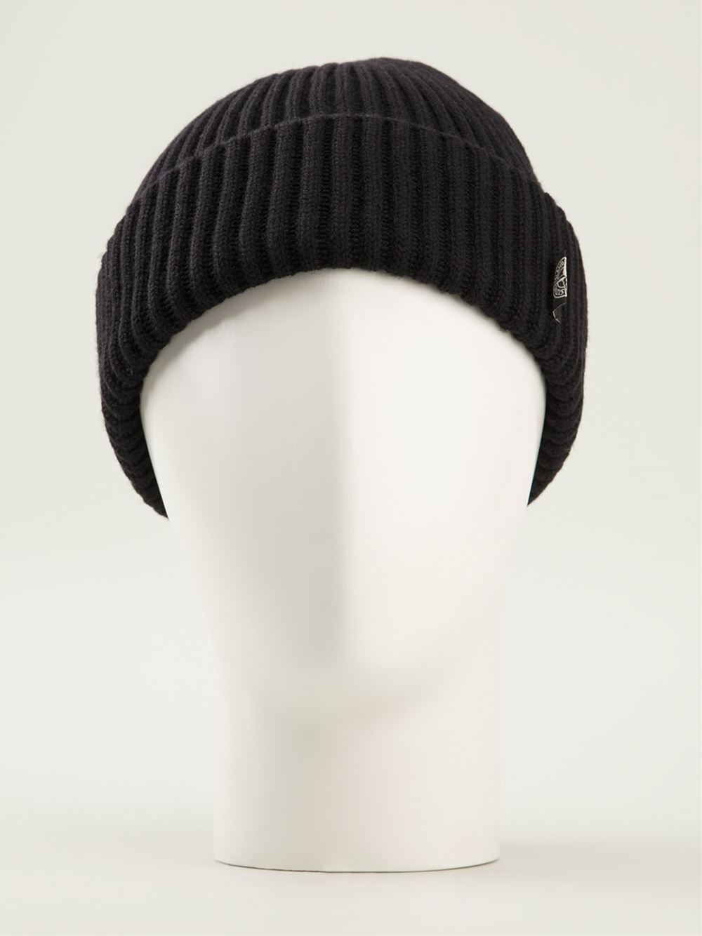Lyst - Stone Island Ribbed Beanie in Black for Men