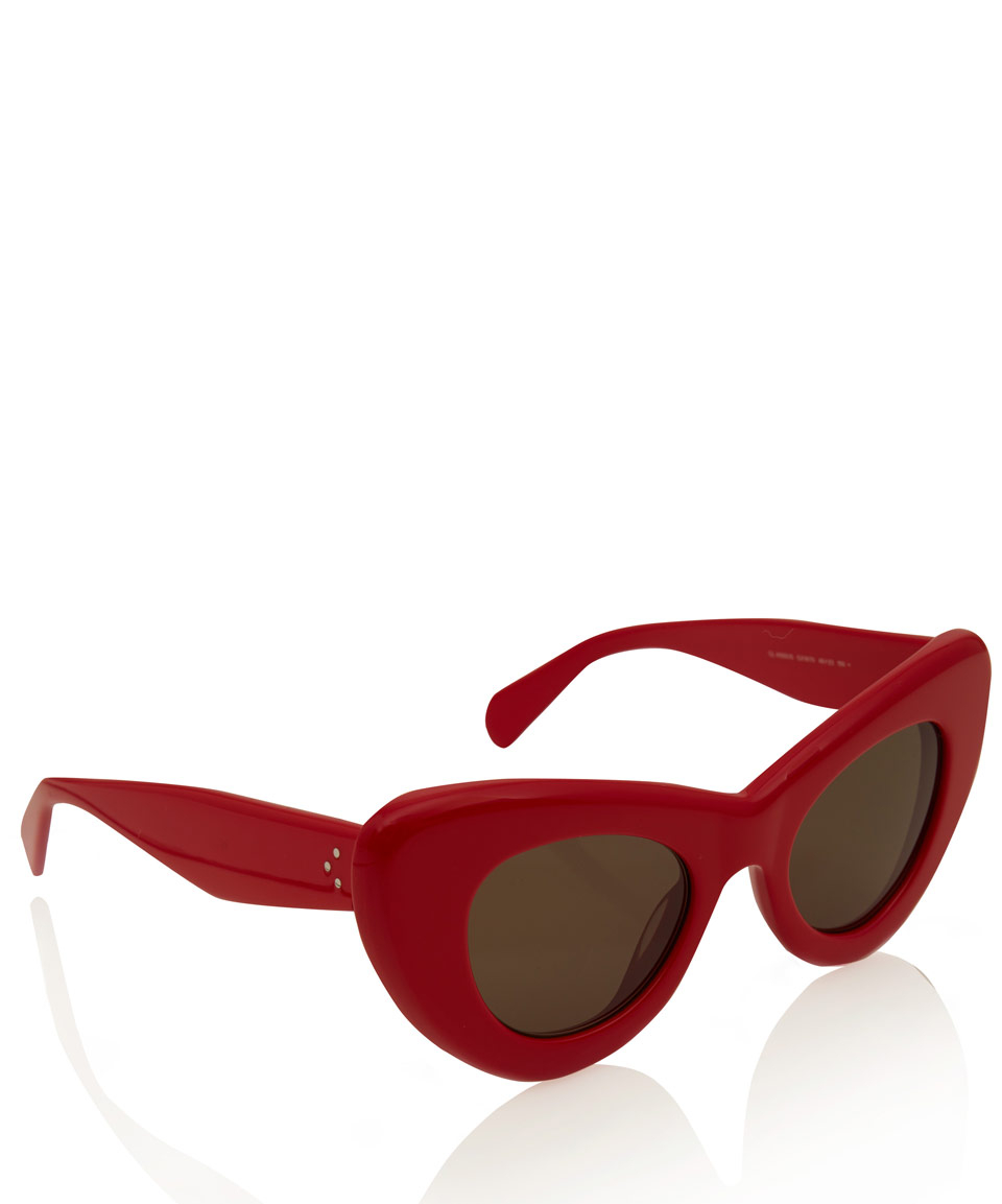 Céline Large Red Papillon Cat Eye Sunglasses in Red | Lyst