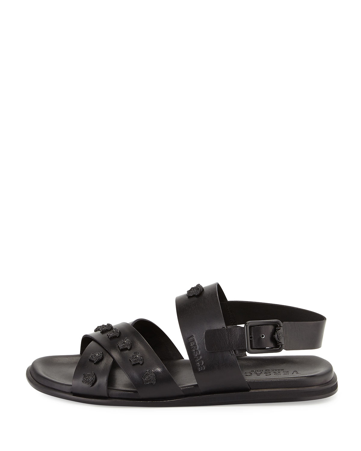 Lyst - Versace Men's Leather Strappy Sandal in Black for Men