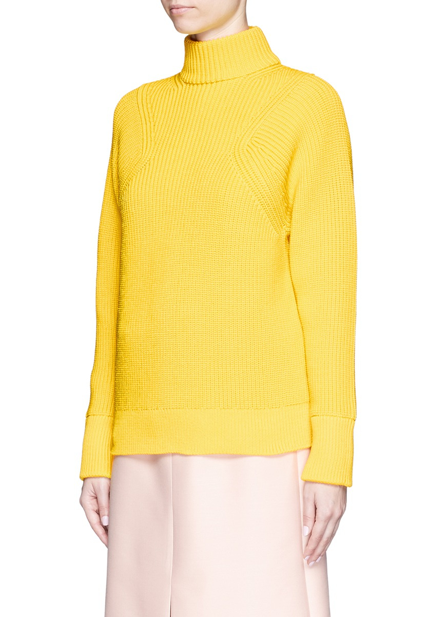 J.crew Collection Italian Stretch Turtleneck Sweater in Yellow | Lyst