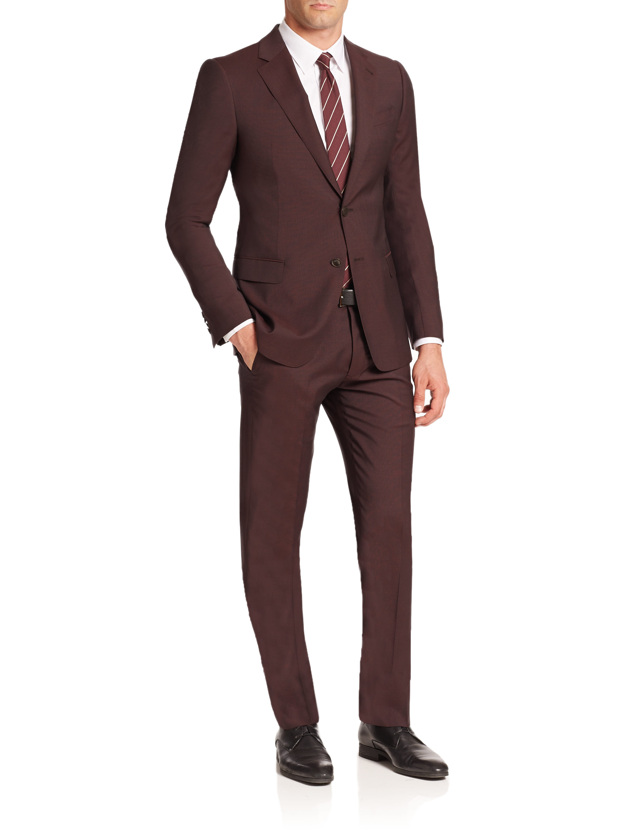 Armani Virgin Wool Nailhead Slim-fit Suit in Purple for Men | Lyst