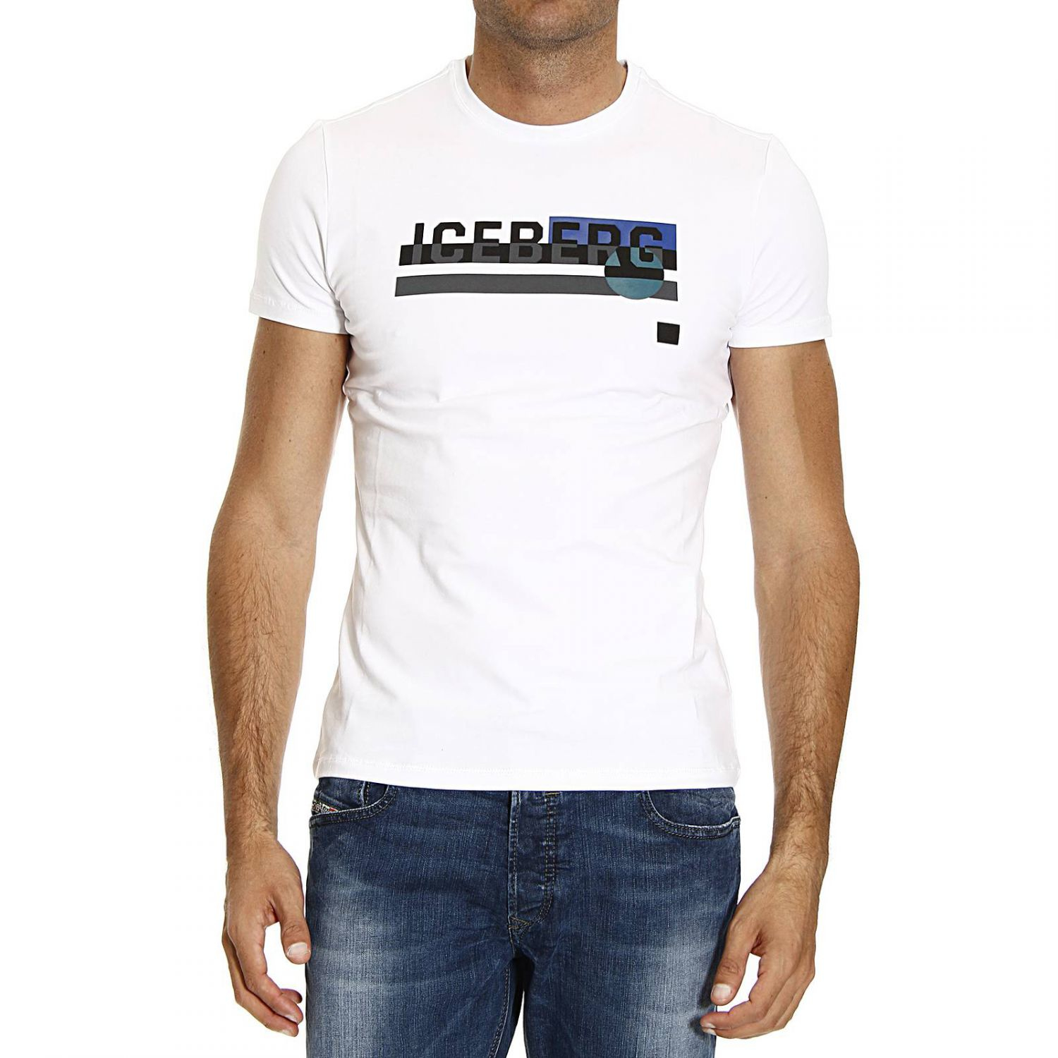 Iceberg T-shirt Short Sleeve Crewneck Logo in White for Men - Lyst