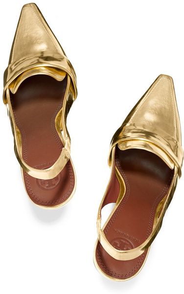 Tory Burch Sadie Metallic High Heel Slingback in Gold (PLATINUM) | Lyst