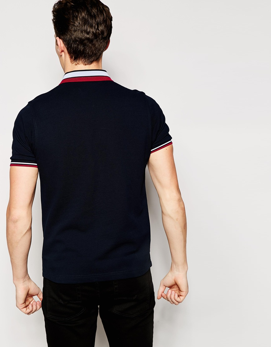 Lyst Fred Perry Polo Shirt With Bold Tipping Slim Fit In Blue For Men 