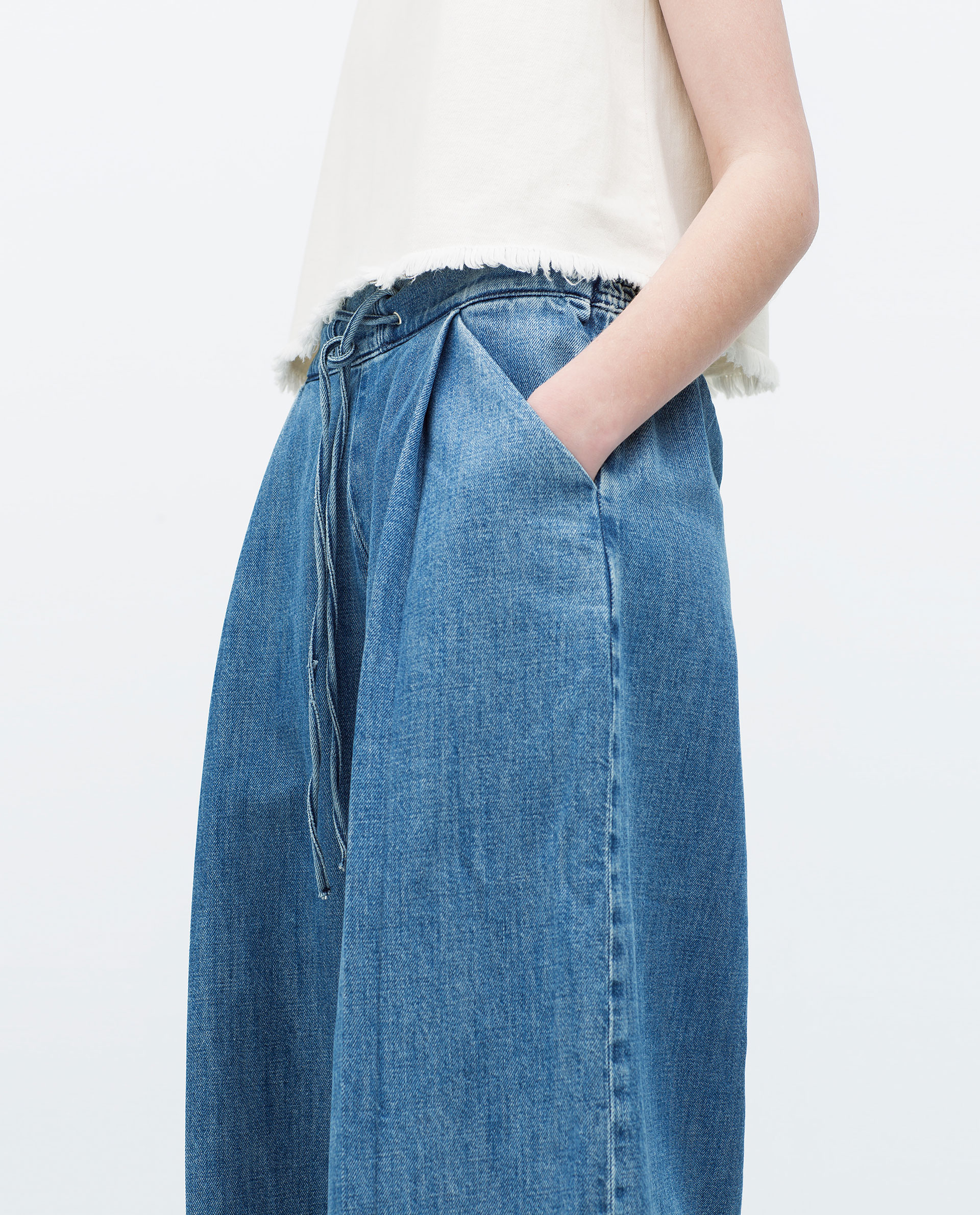 zara blue pleated culottes