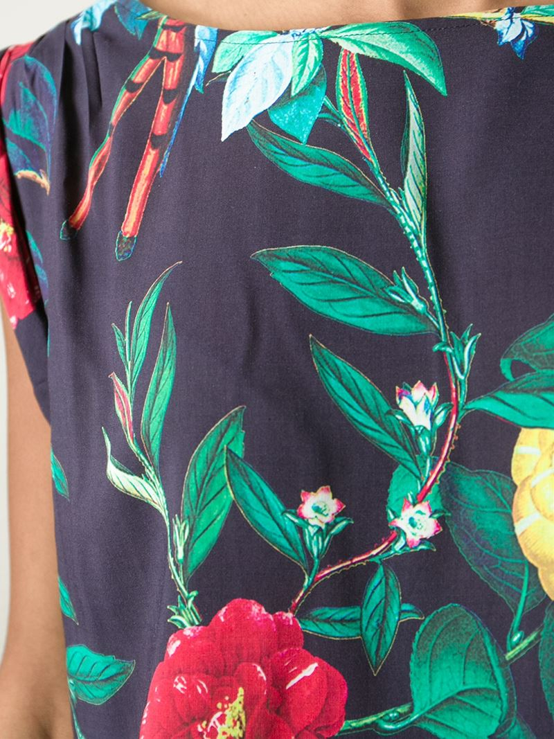 armani flower print top in blue lyst armani flower print top in blue lyst