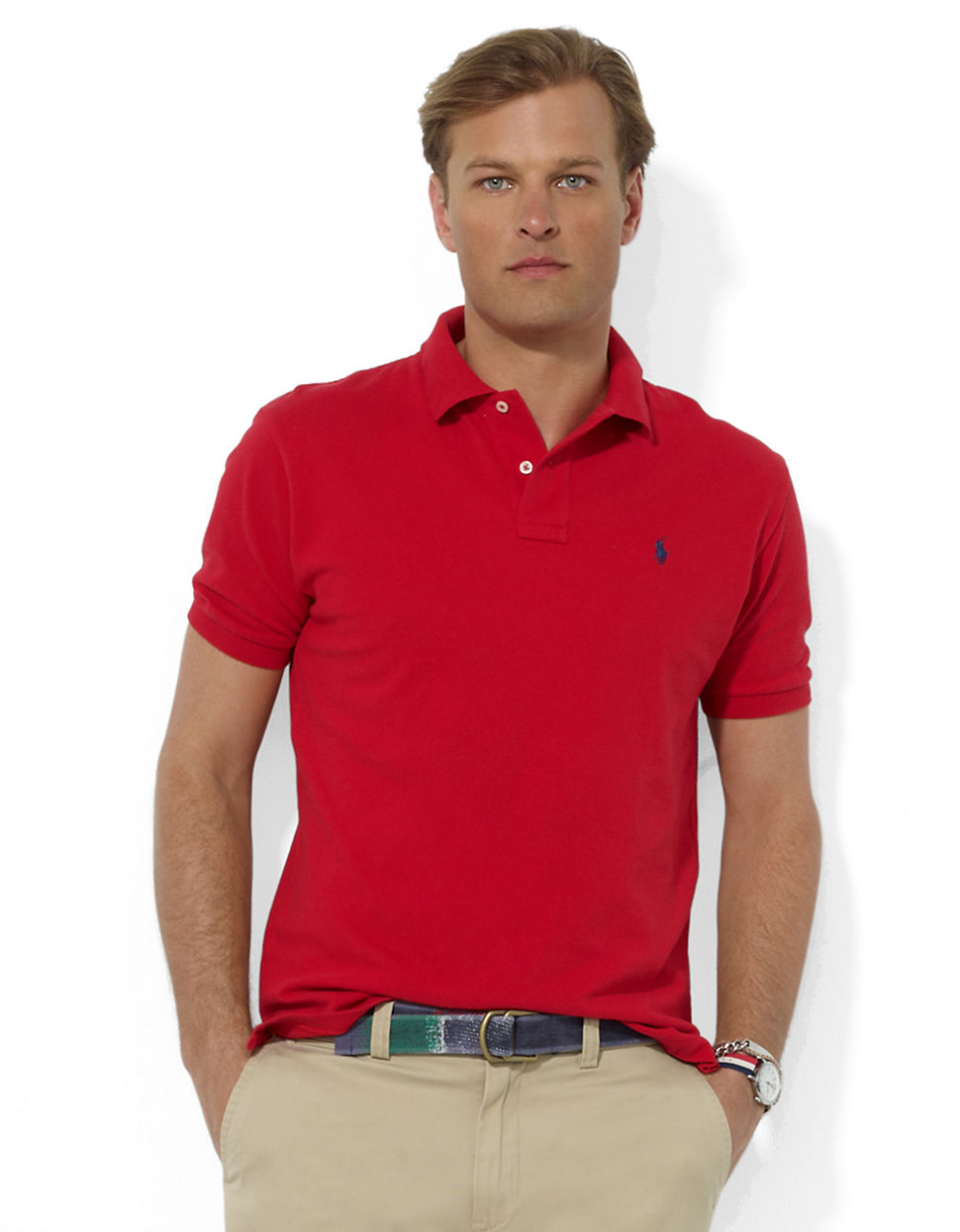 Polo ralph lauren Classic-fit Cotton Mesh Polo in Red for Men | Lyst