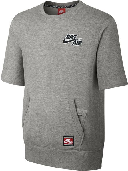 Nike Air Short-sleeve Pullover Sweatshirt in Gray for Men (Dark Grey ...