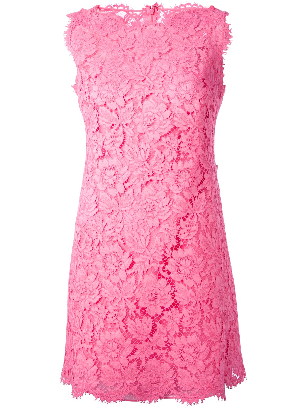 Lyst - Valentino Floral Lace Fitted Dress in Pink
