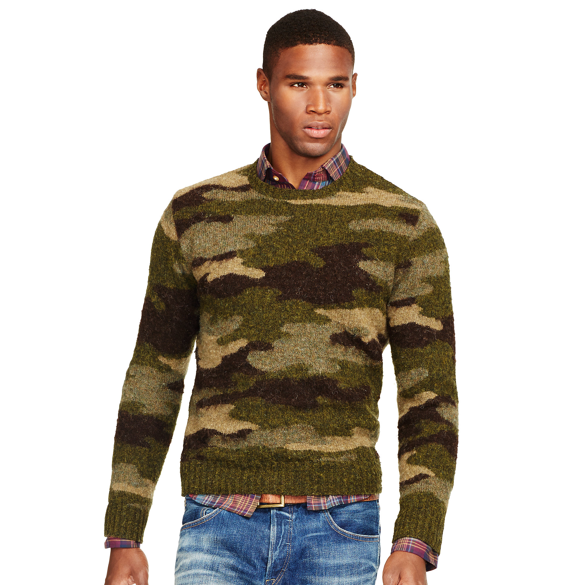 Lyst Polo Ralph Lauren Camo Wool Crewneck Sweater in Green for Men