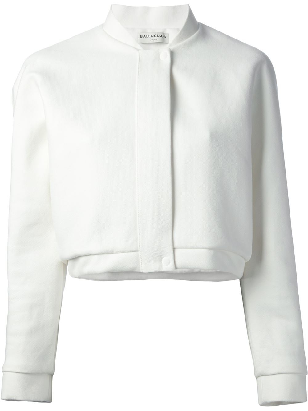 Balenciaga Cropped Bomber Jacket in White | Lyst