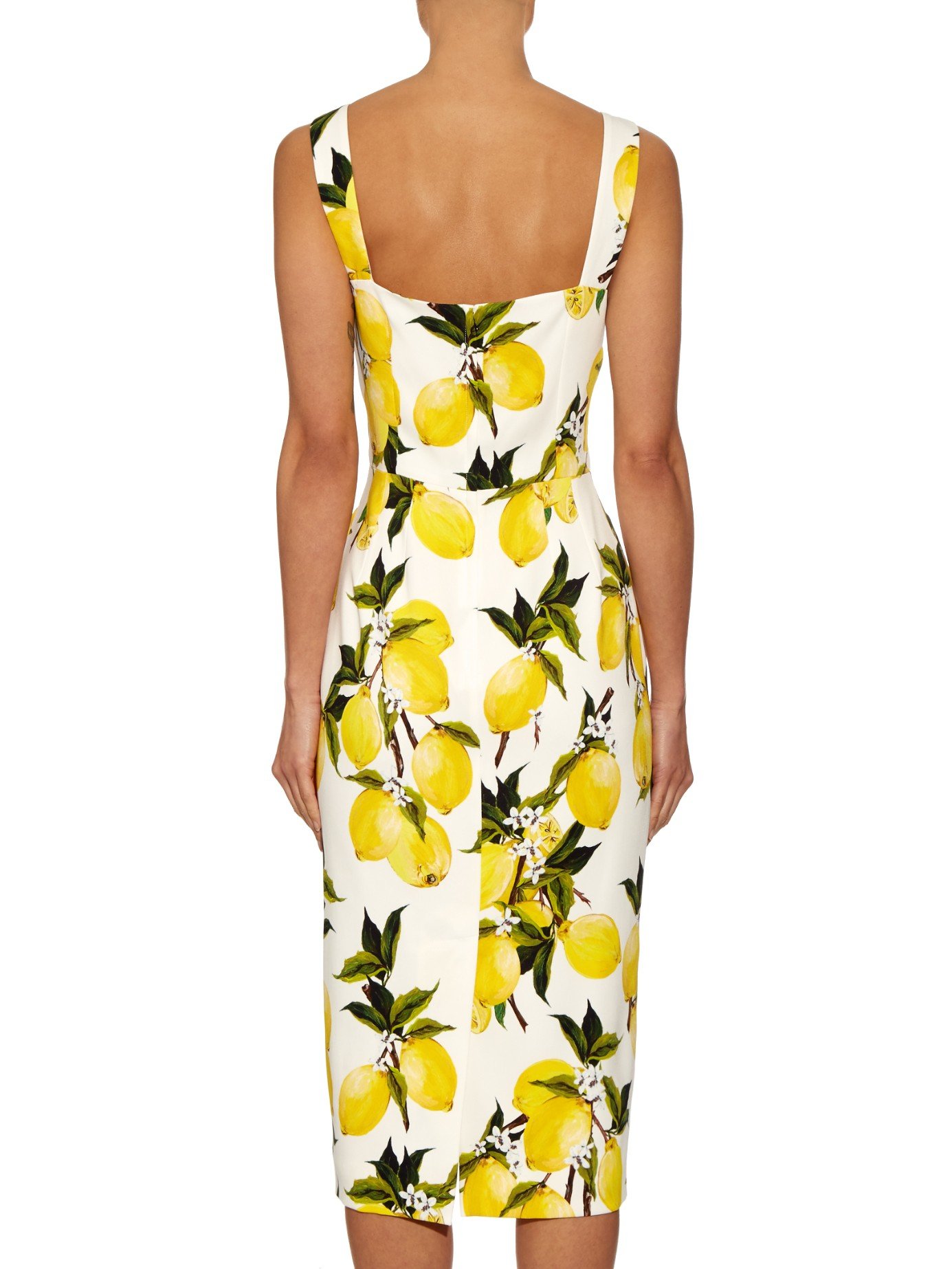 Lyst - Dolce & Gabbana Lemon-print Crepe Dress in Yellow
