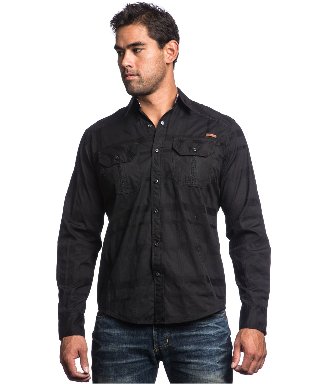 Download Affliction Black Diamond Snap-front Long-sleeve Shirt in ...