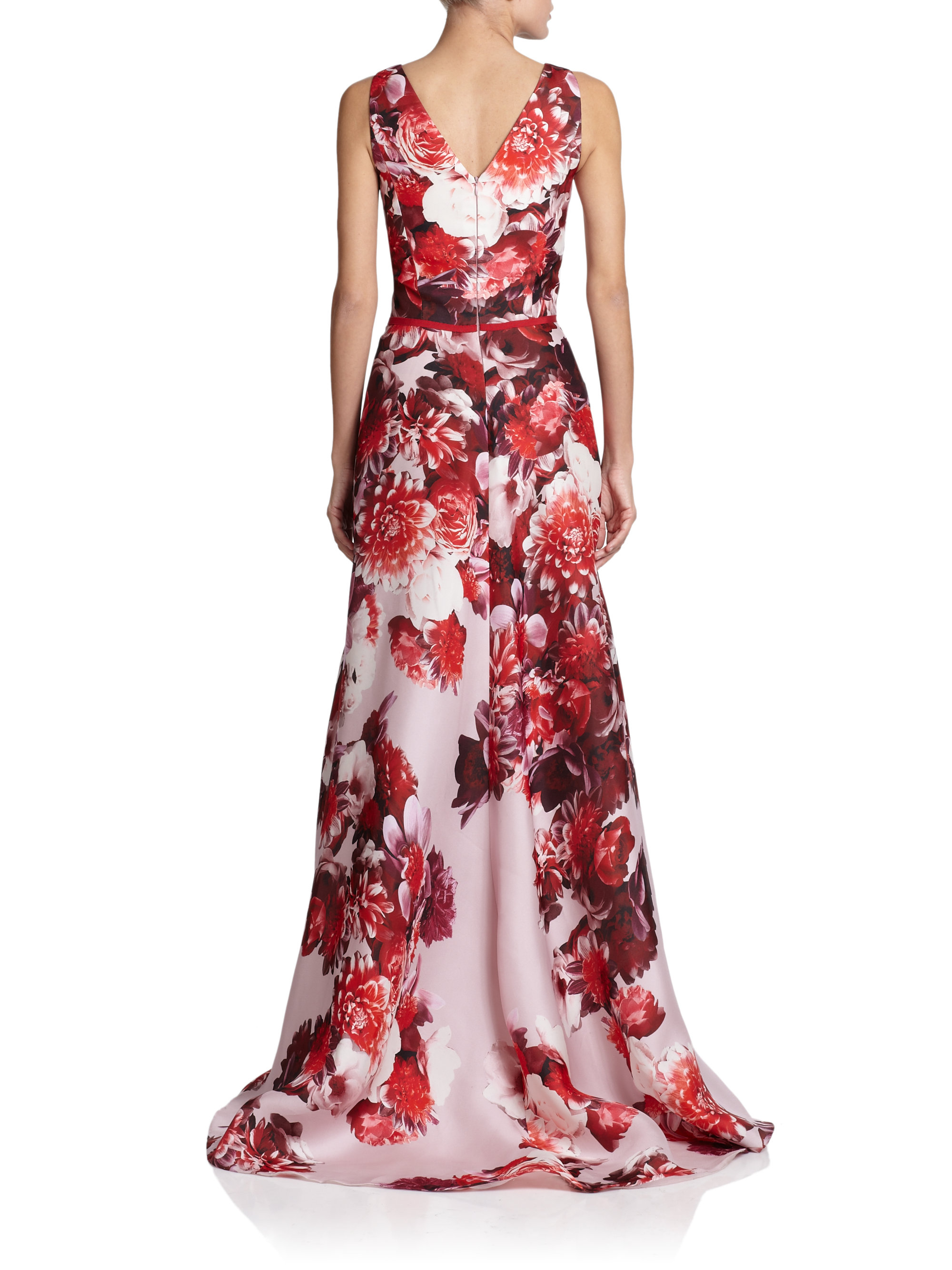 Carolina herrera Floral Satin Gown in Pink | Lyst