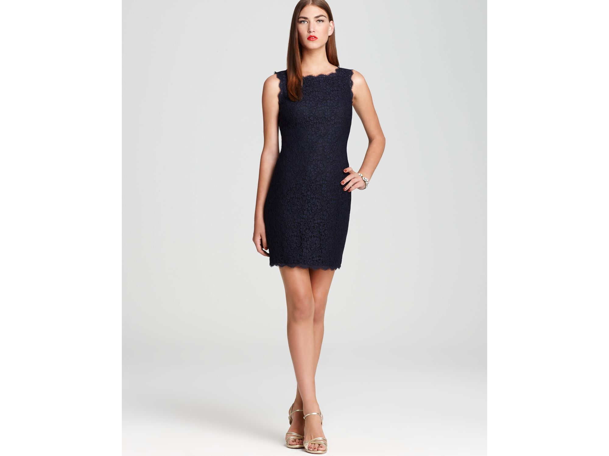Adrianna Papell Lace Dress - Sleeveless Square Neck Short in Blue - Lyst2000 x 1500