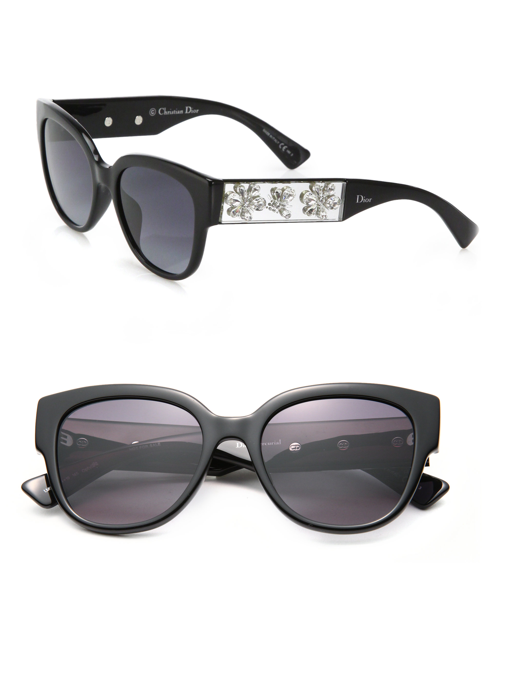 Dior 54mm Oval Crystalembellished Optyl Sunglasses in Black Lyst