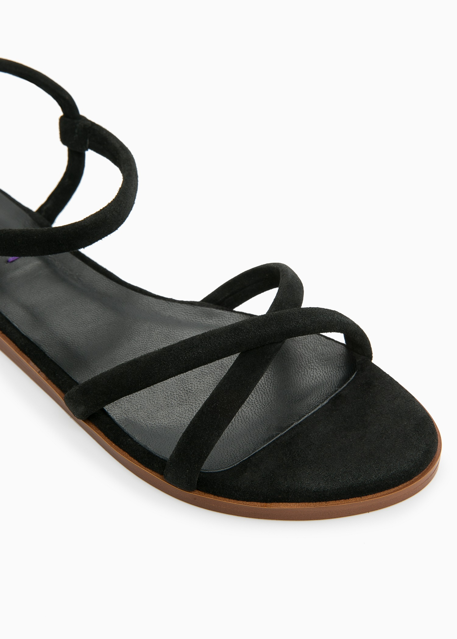 Lyst - Violeta By Mango Suede Flat Sandals in Black