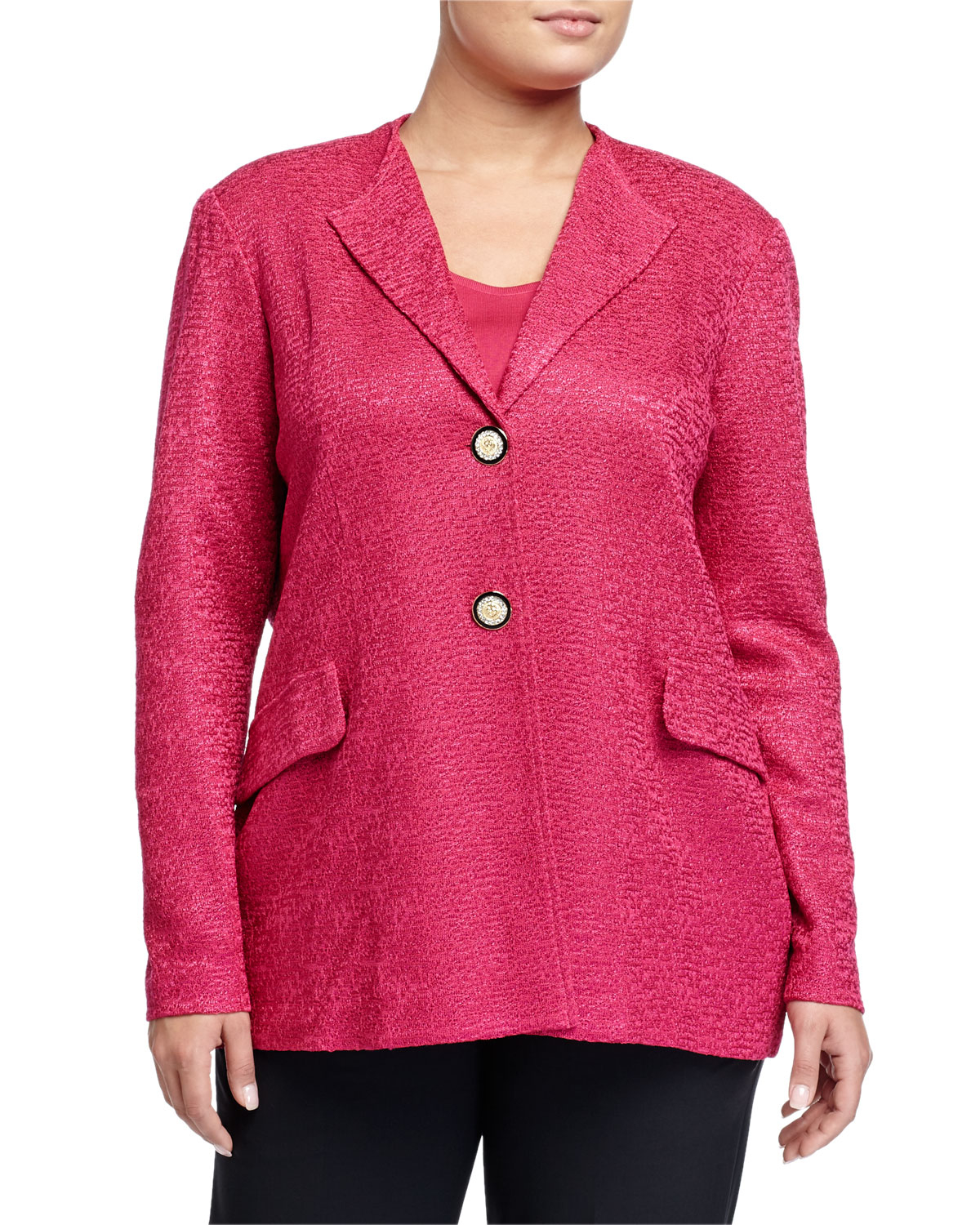 Misook Long-Sleeve Button-Front Jacket, Pink in Pink (WNR) | Lyst