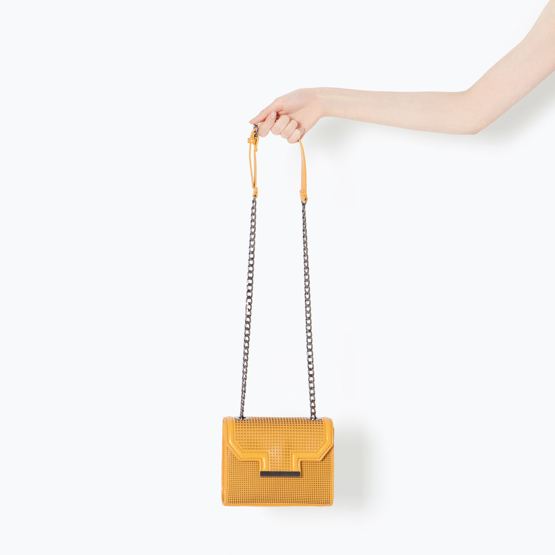 Zara Small Perforated Messenger Bag in Yellow Lyst