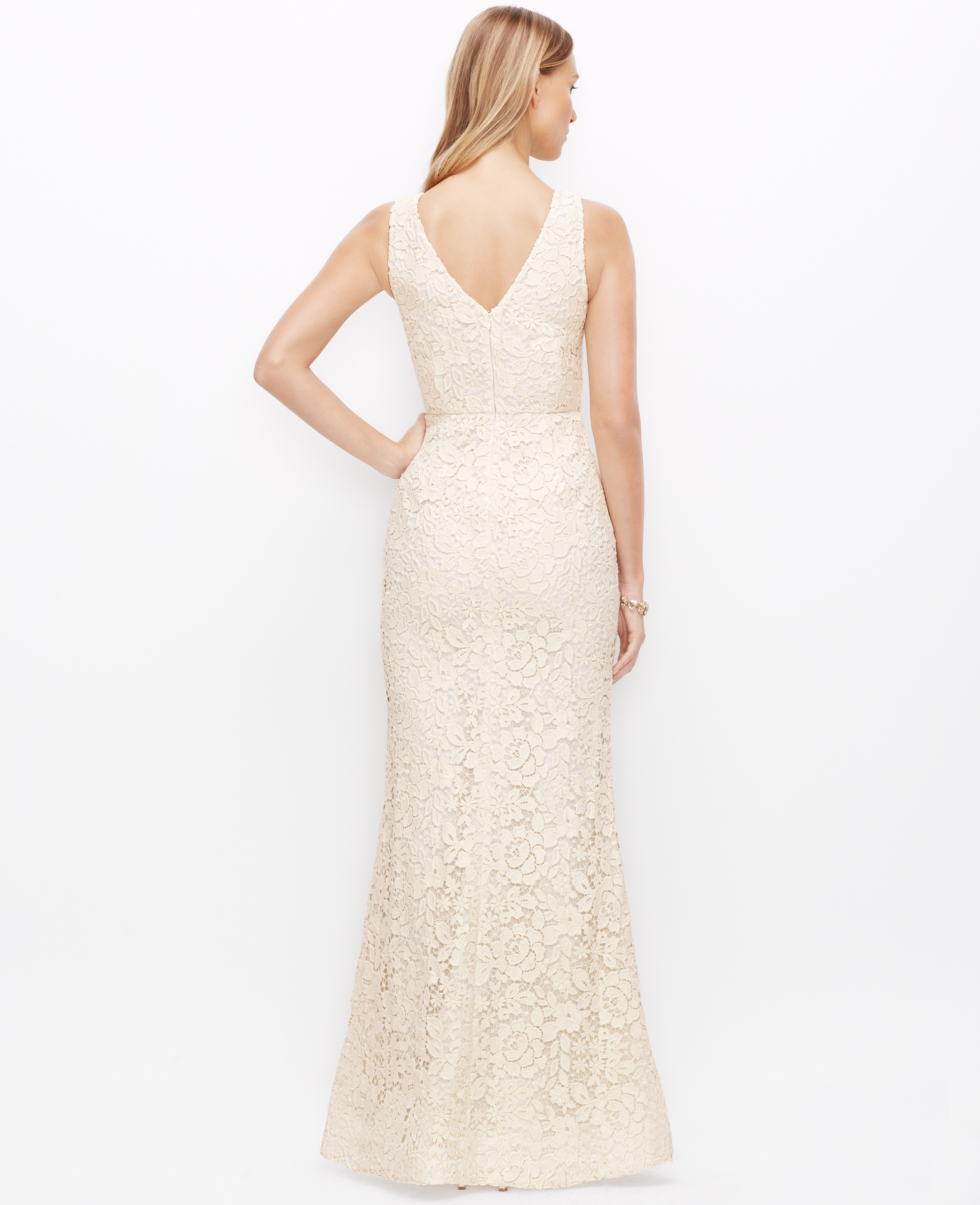 Lace V-Neck Wedding Dress