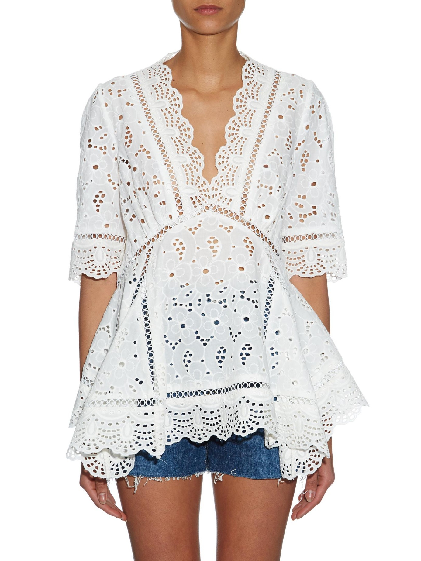 Zimmermann Hyper Eyelet Broderie Anglaise Top In Ivory White Lyst
