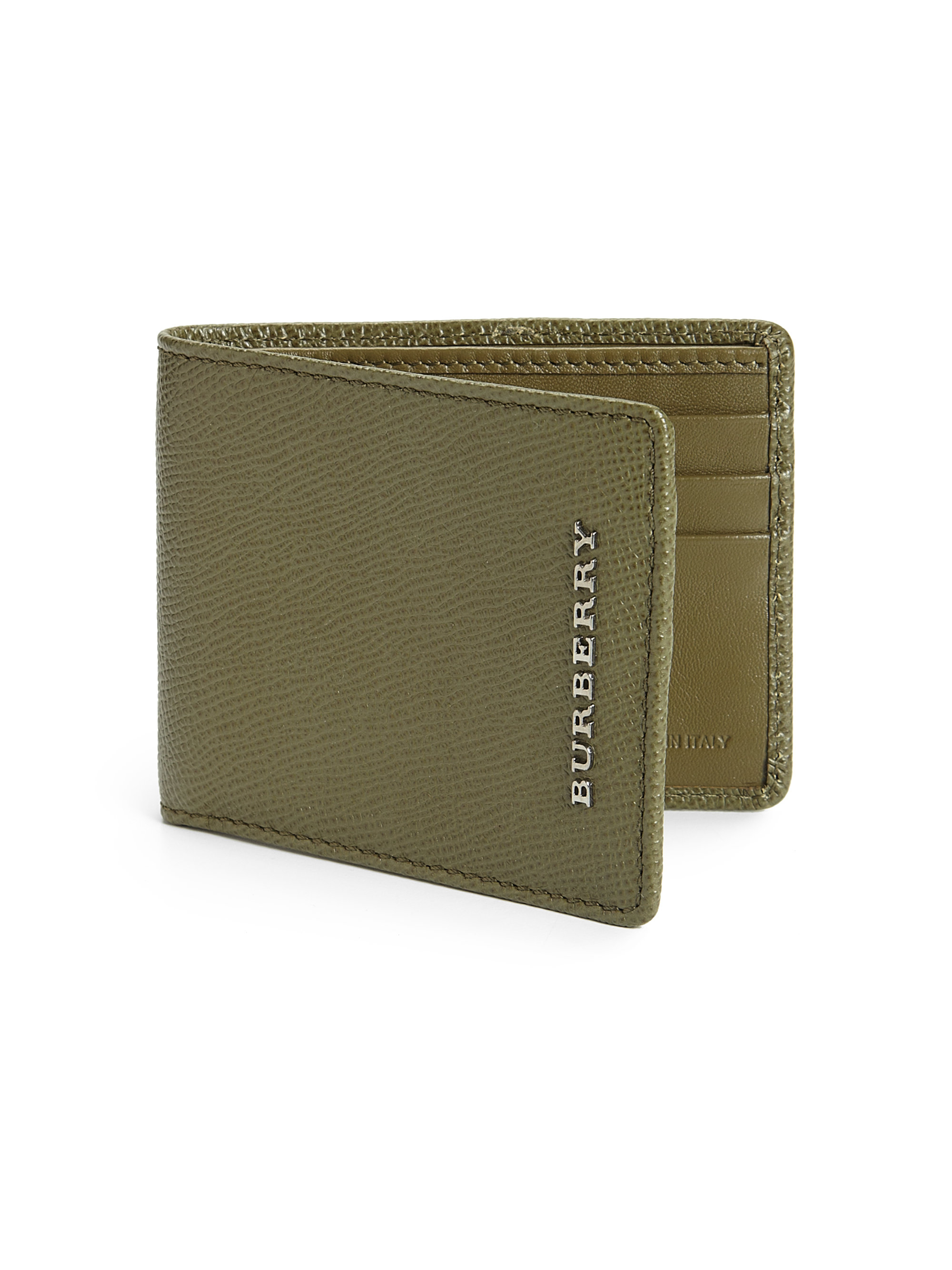 Burberry London Leather Billfold Wallet in Green for Men | Lyst