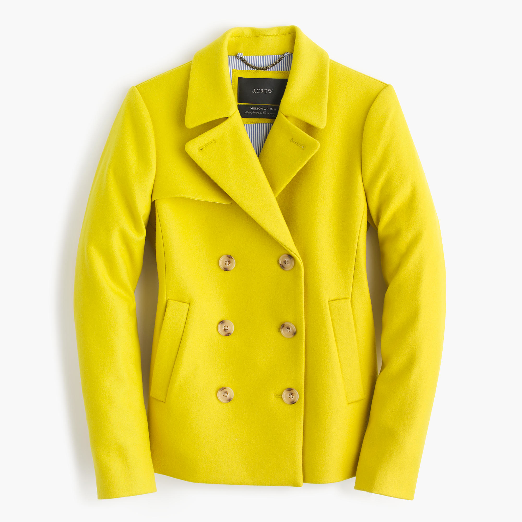 Lyst - J.Crew Tall Wool Melton Short Peacoat in Yellow