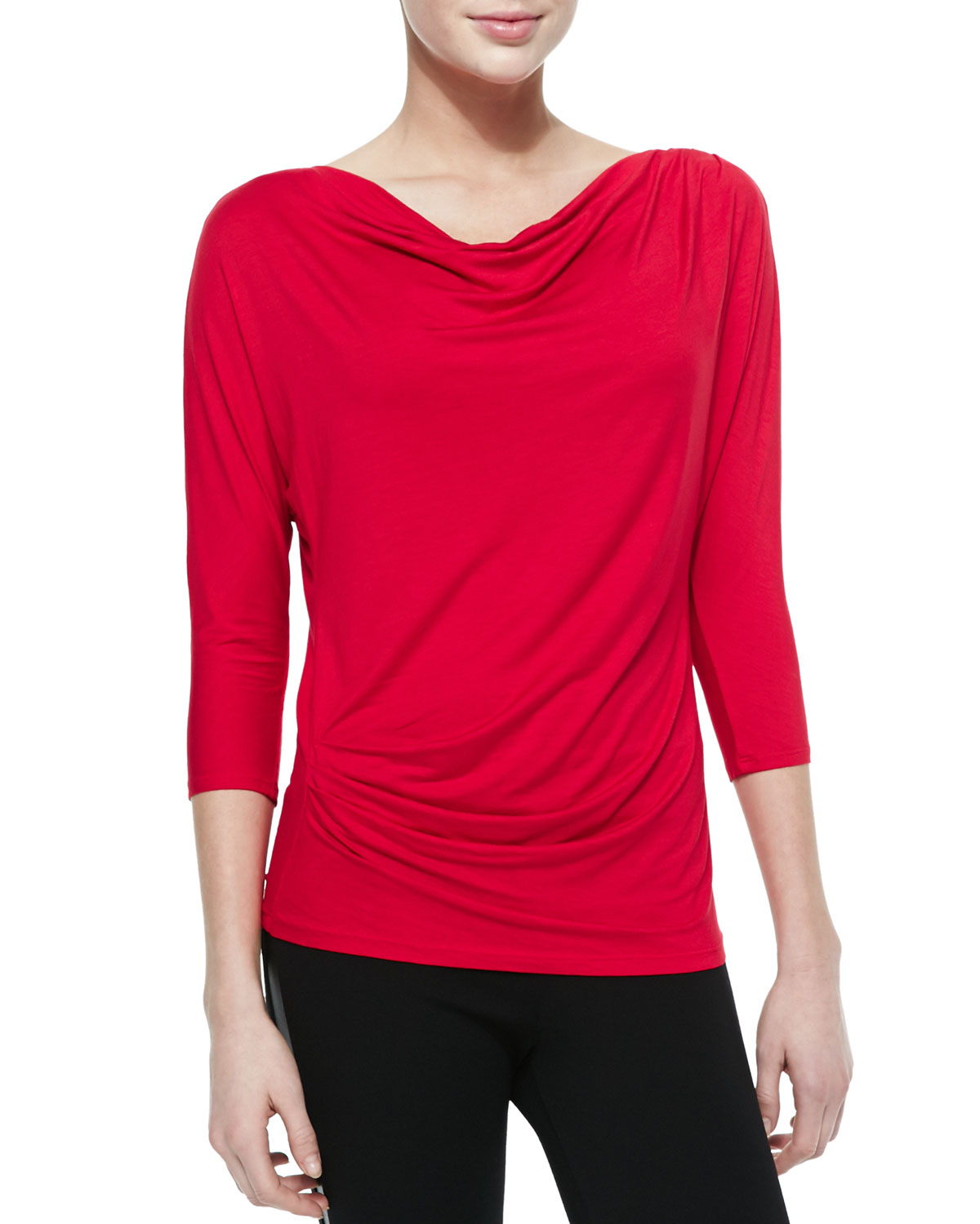 Three dots Cowl-neck Top with Back Detail in Red | Lyst