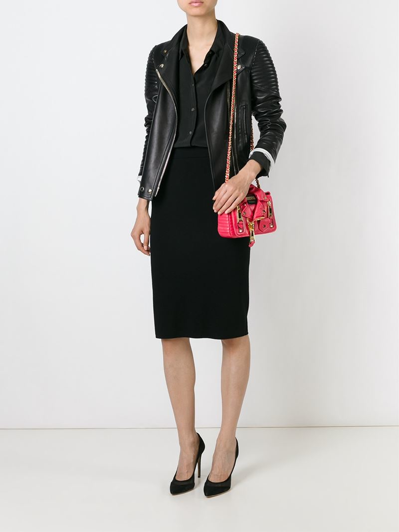 Lyst Moschino Biker Jacket Shoulder Bag In Red Gallery