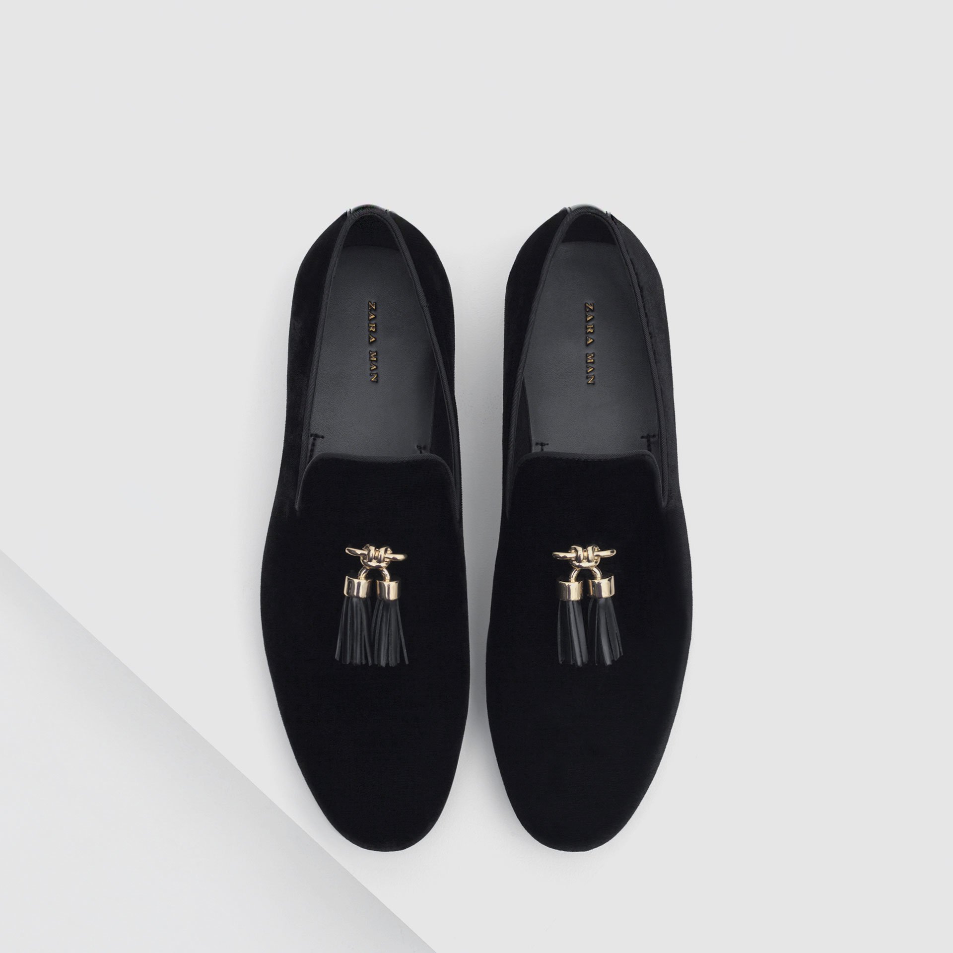 Zara Velvet Loafers With Tassels in Black for Men | Lyst
