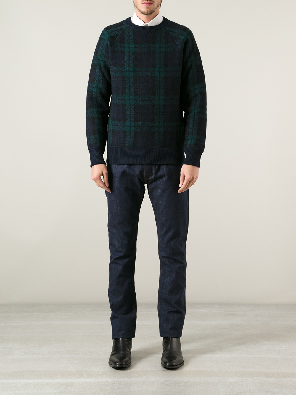 Lyst Valentino Tartan Sweater in Green for Men