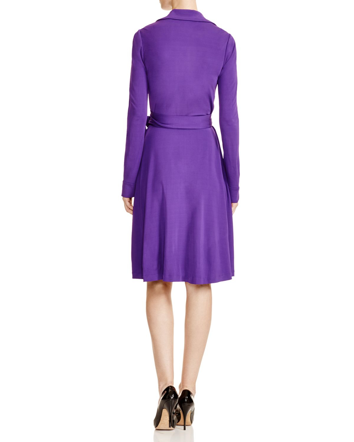 purple wrap dress long sleeve