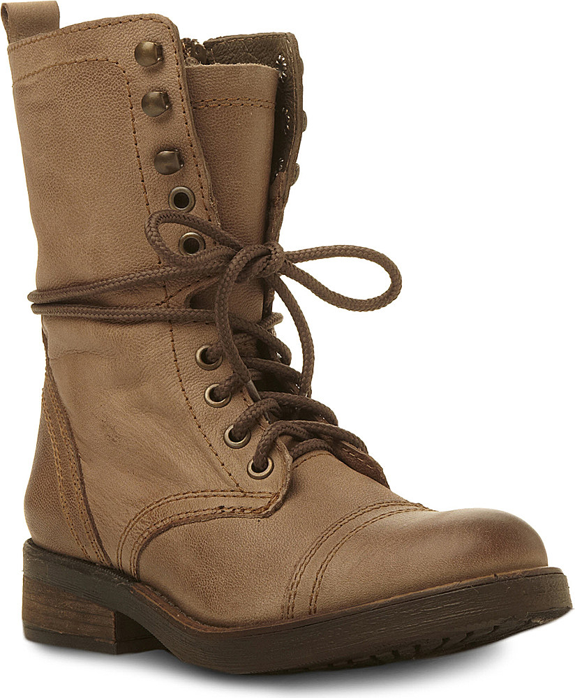 Lyst - Steve Madden Monch Leather Lace Up Combat Boots in Brown