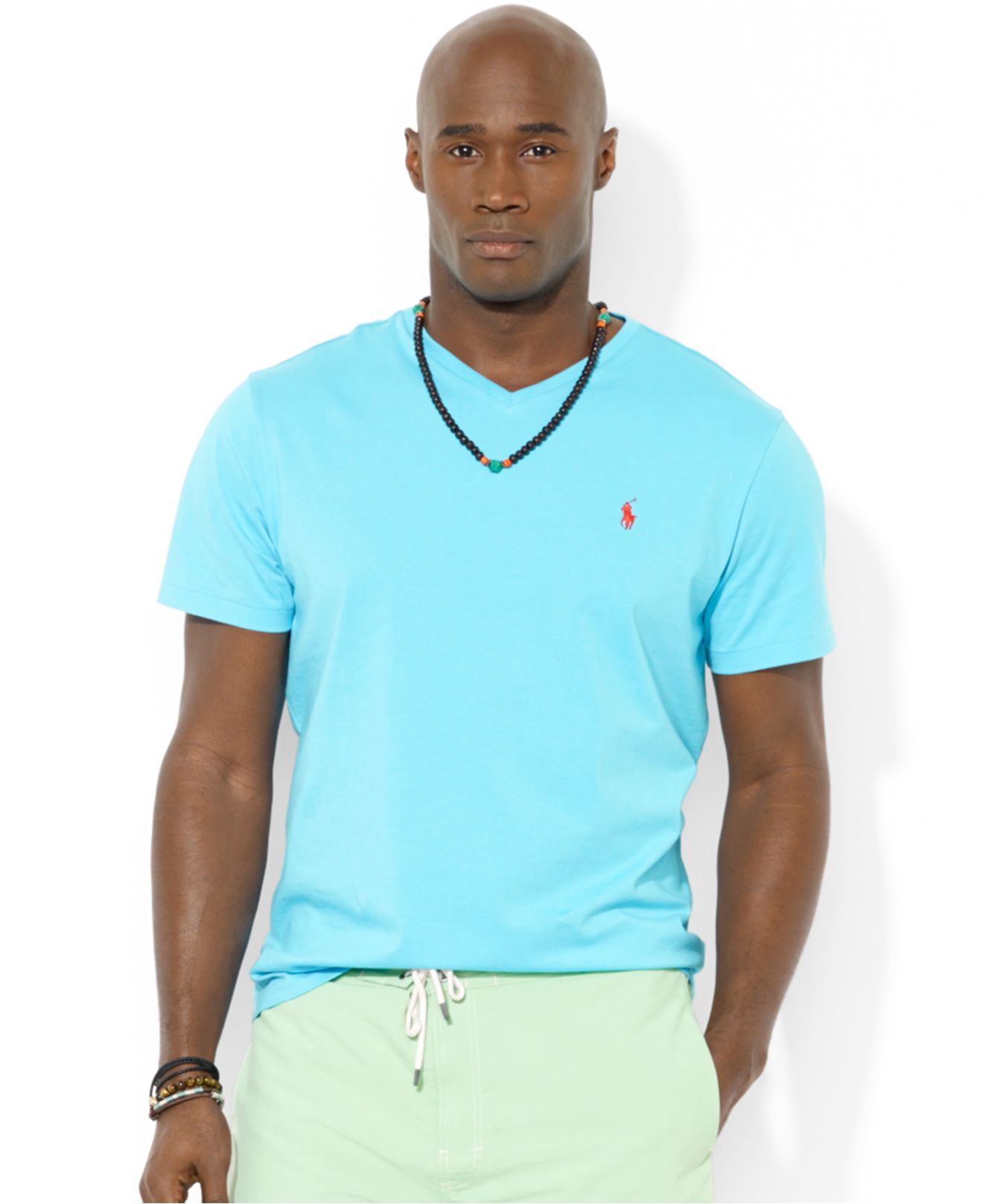 Lyst Polo Ralph Lauren Big And Tall Classic Fit V Neck Short Sleeve Cotton Jersey T Shirt In