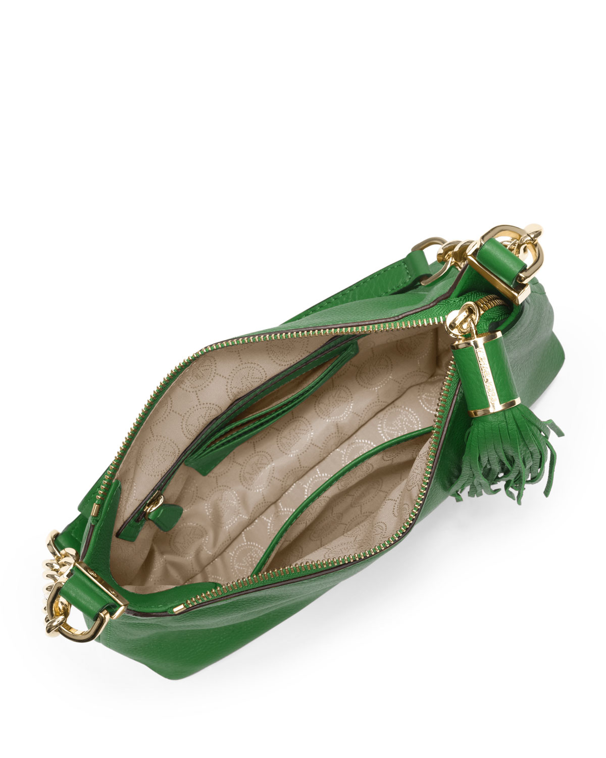 Lyst - Michael Michael Kors Small Bedford Tassel Pebbled Messenger Bag in Green