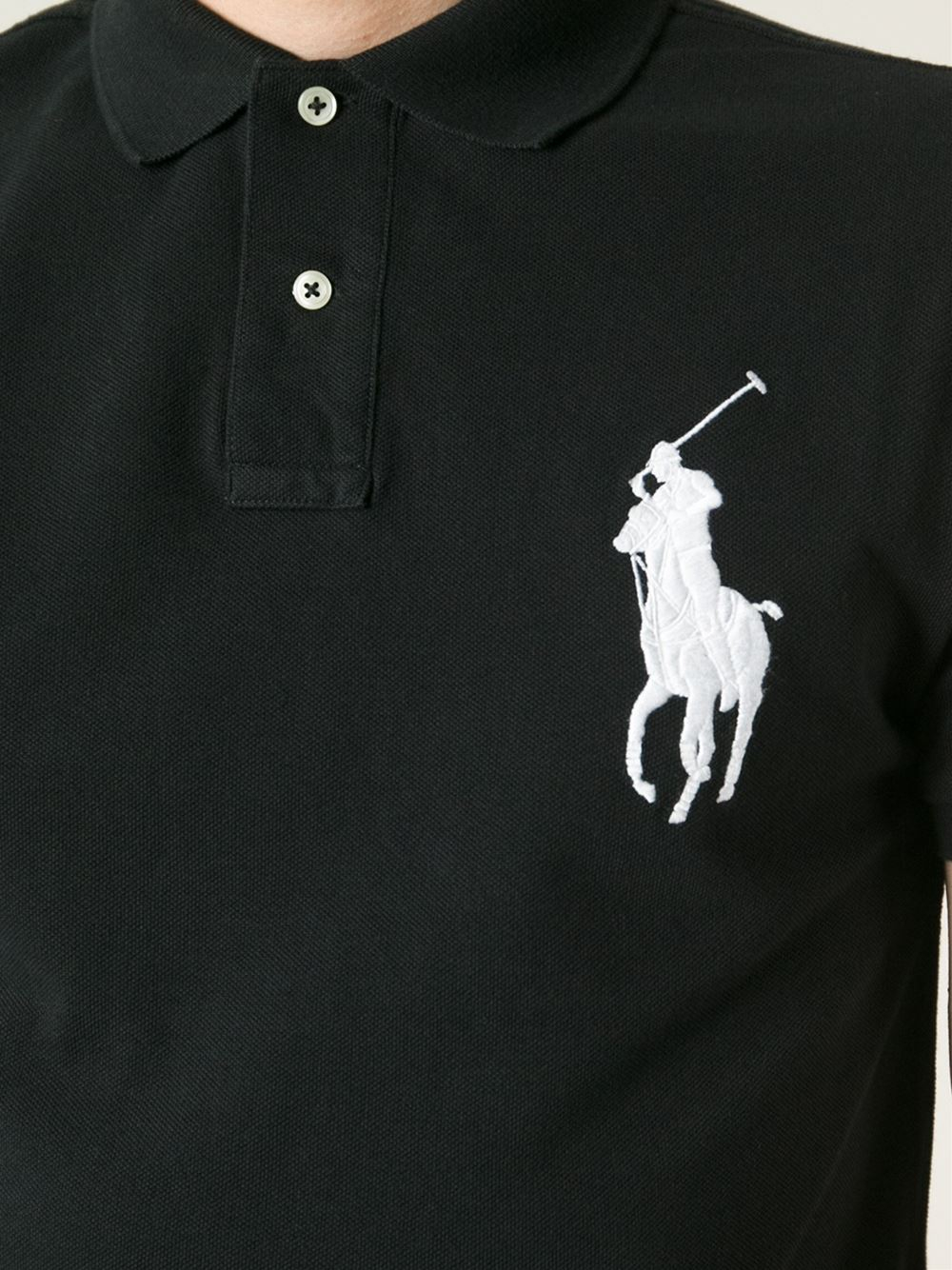 Polo ralph lauren Logo Embroidered Polo Shirt in Black for Men | Lyst