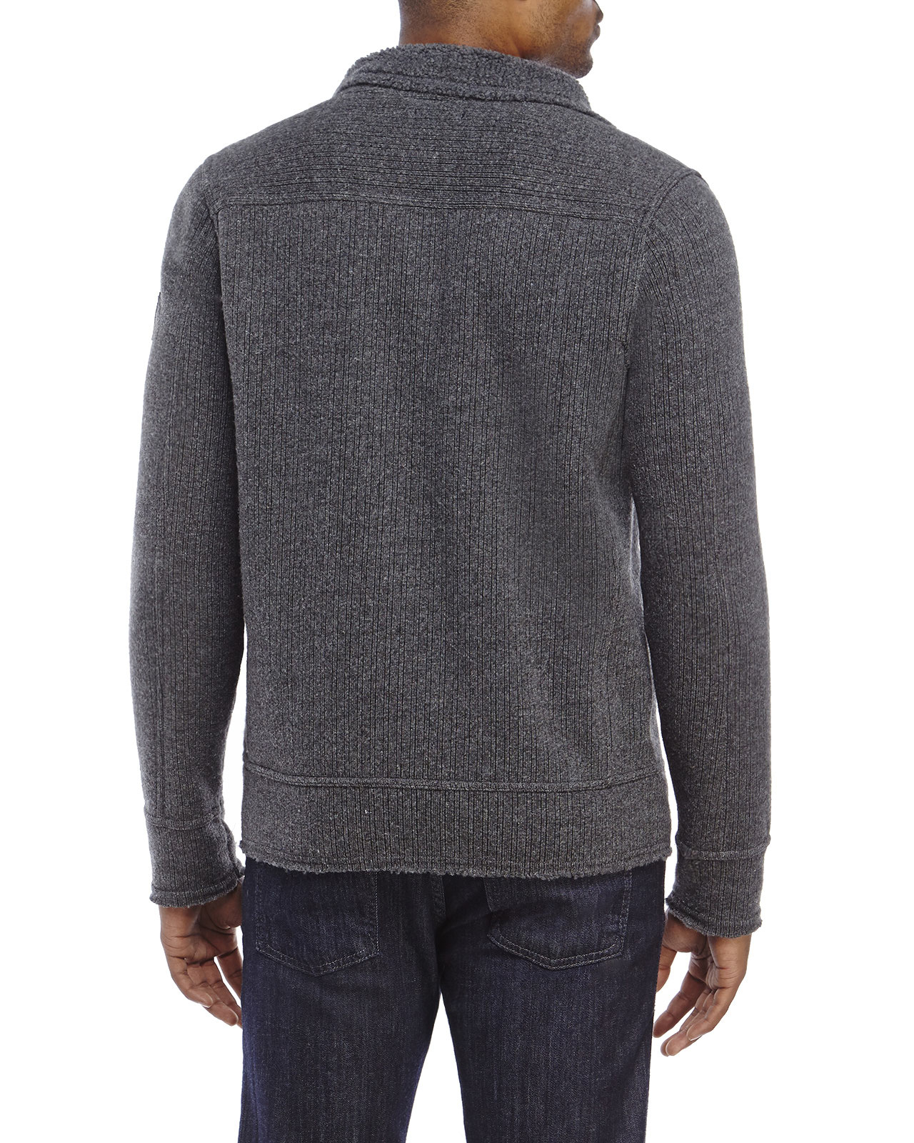 mens grey sherpa pullover