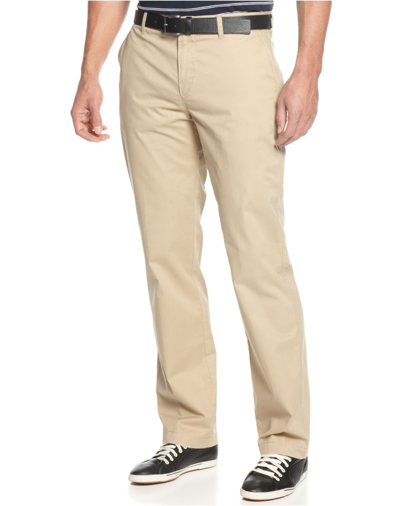 Lacoste Flat Front Pants in Natural for Men | Lyst