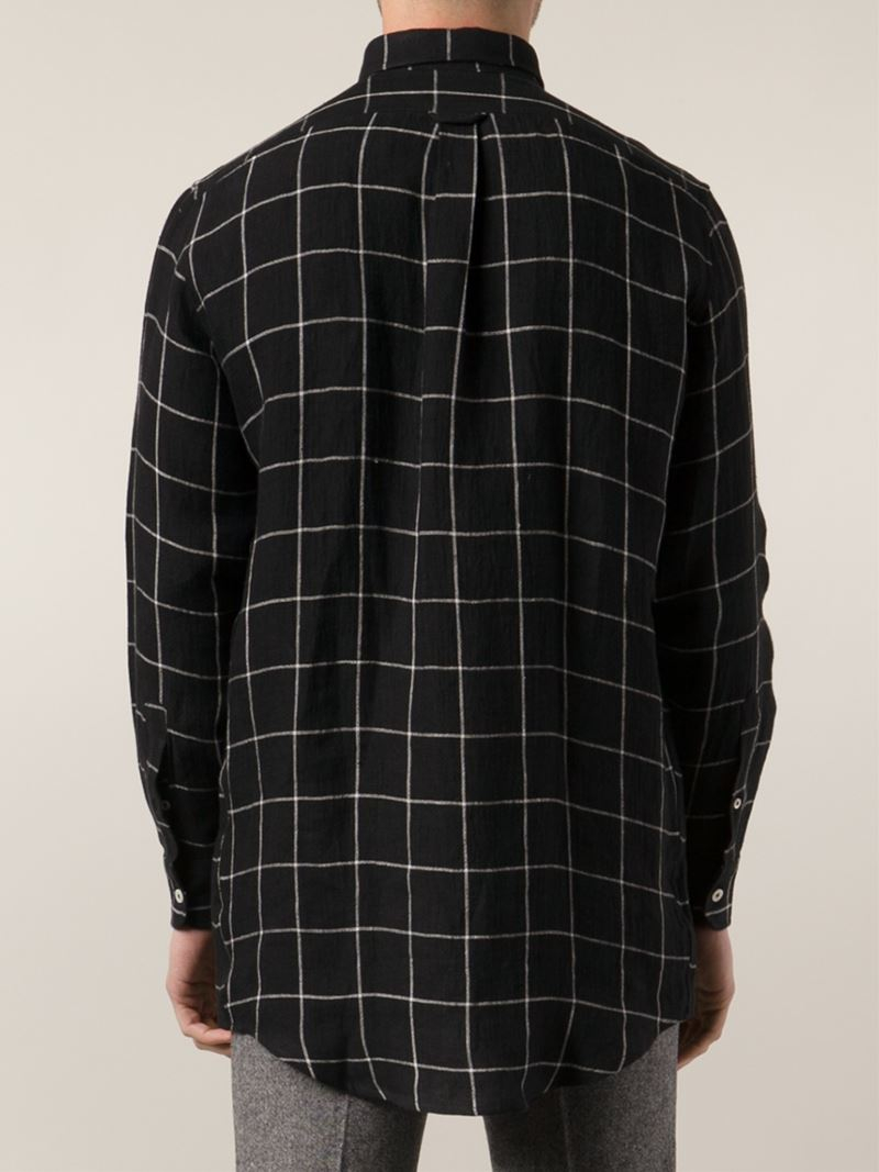 Lyst - Ami Windowpane Check Shirt in Black for Men