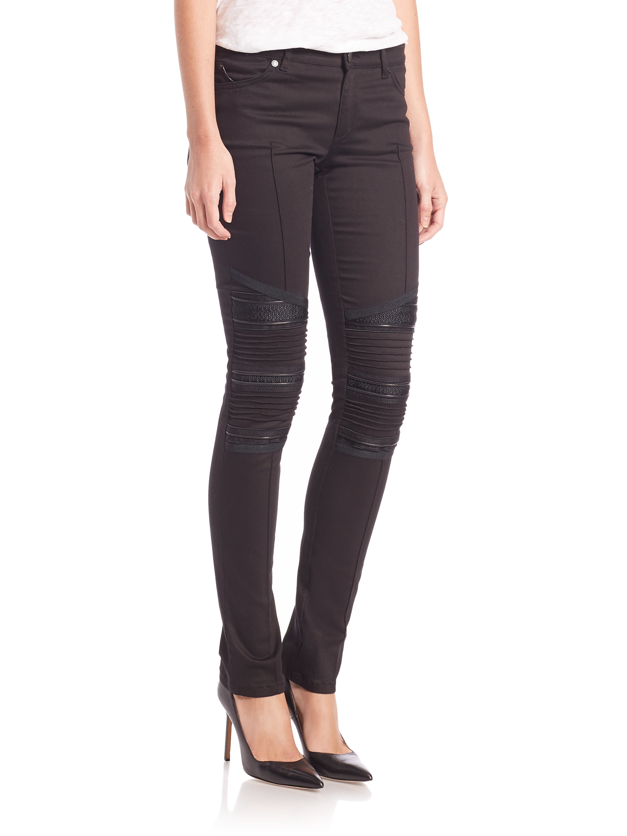 Lyst - Superfine Mean Embroidered Skinny Jeans in Black