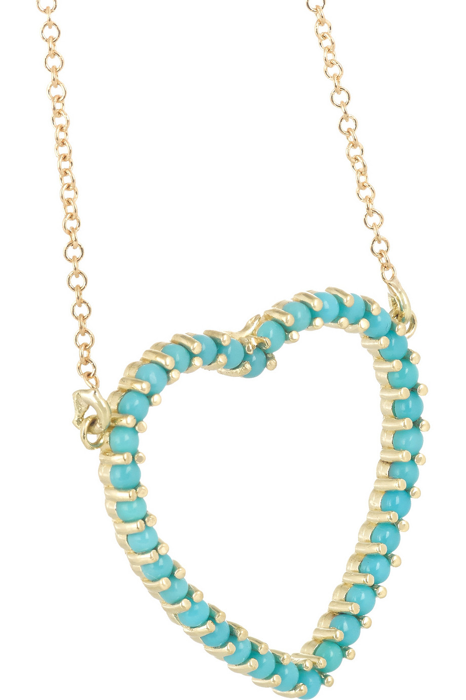 Lyst - Jennifer Meyer Open Heart 18-karat Gold Turquoise Necklace in Blue