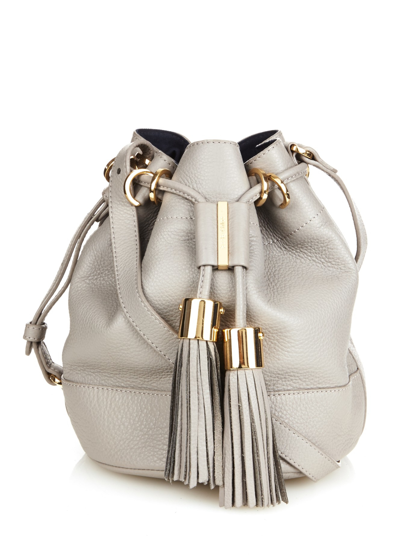 Lyst See By Chloé Vicki Leather Bucket Bag In Gray Gallery