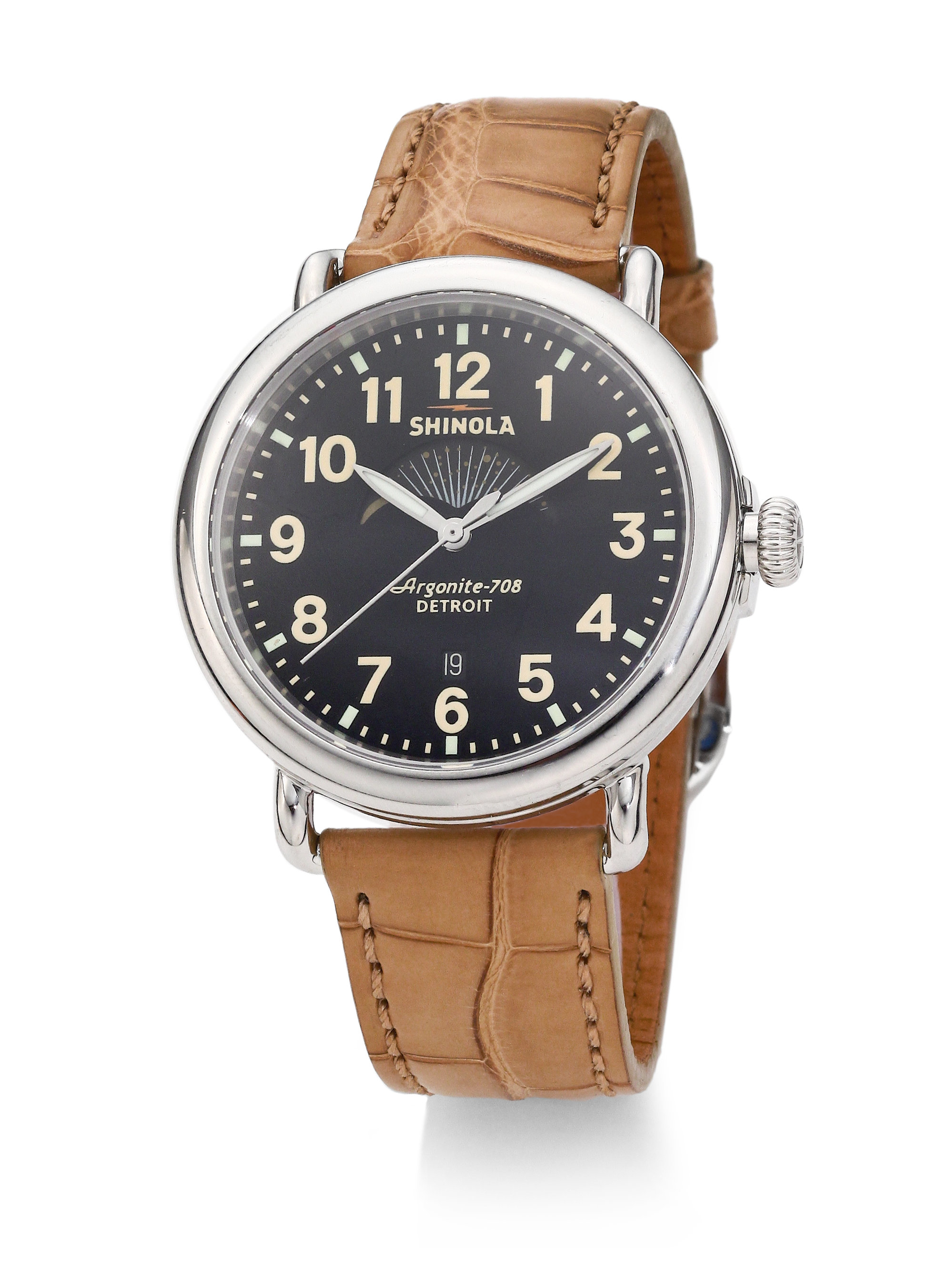 shinola men's moon phase watch