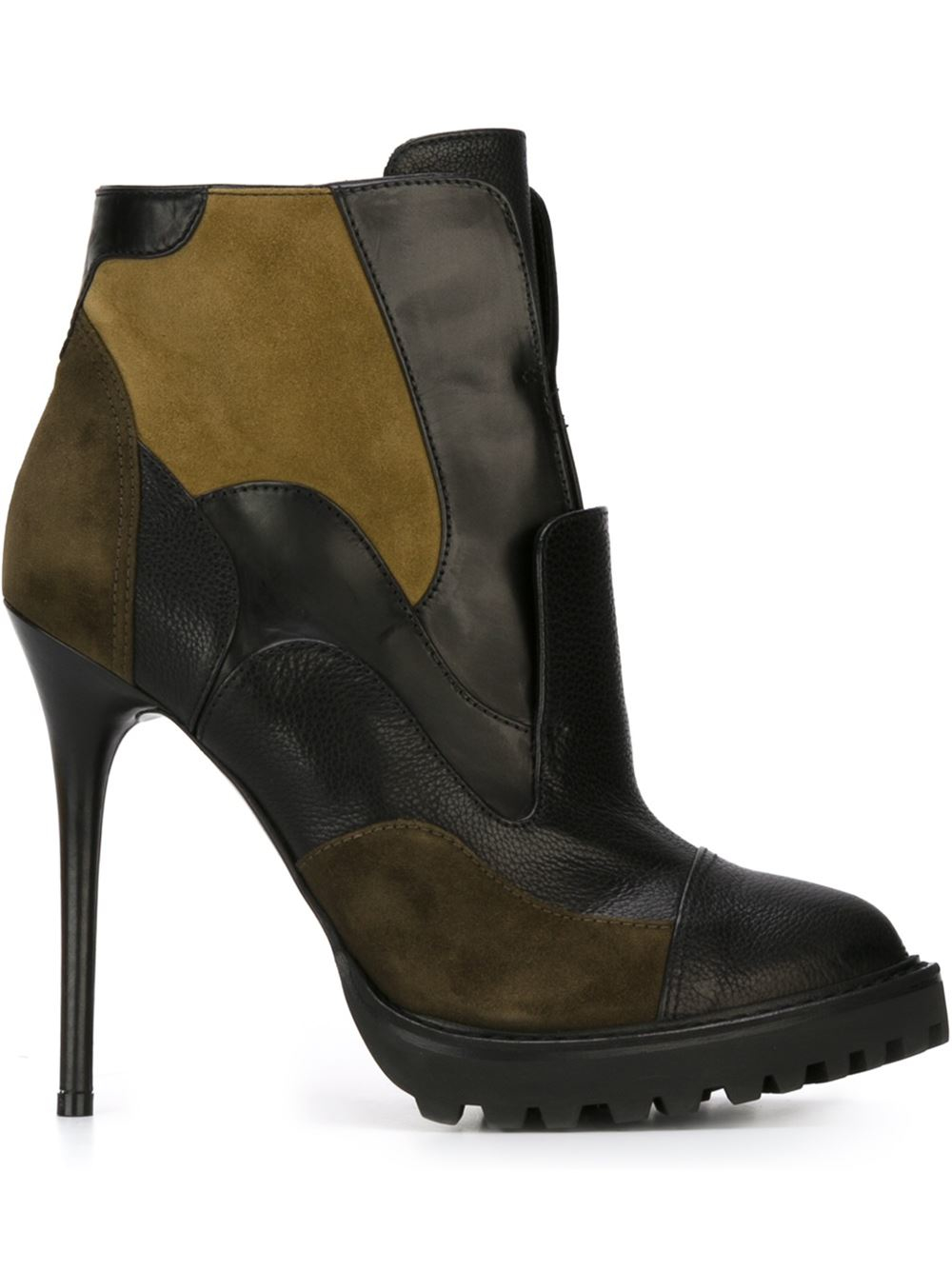 Alexander Mcqueen Patchwork Ankle Boots in Black | Lyst