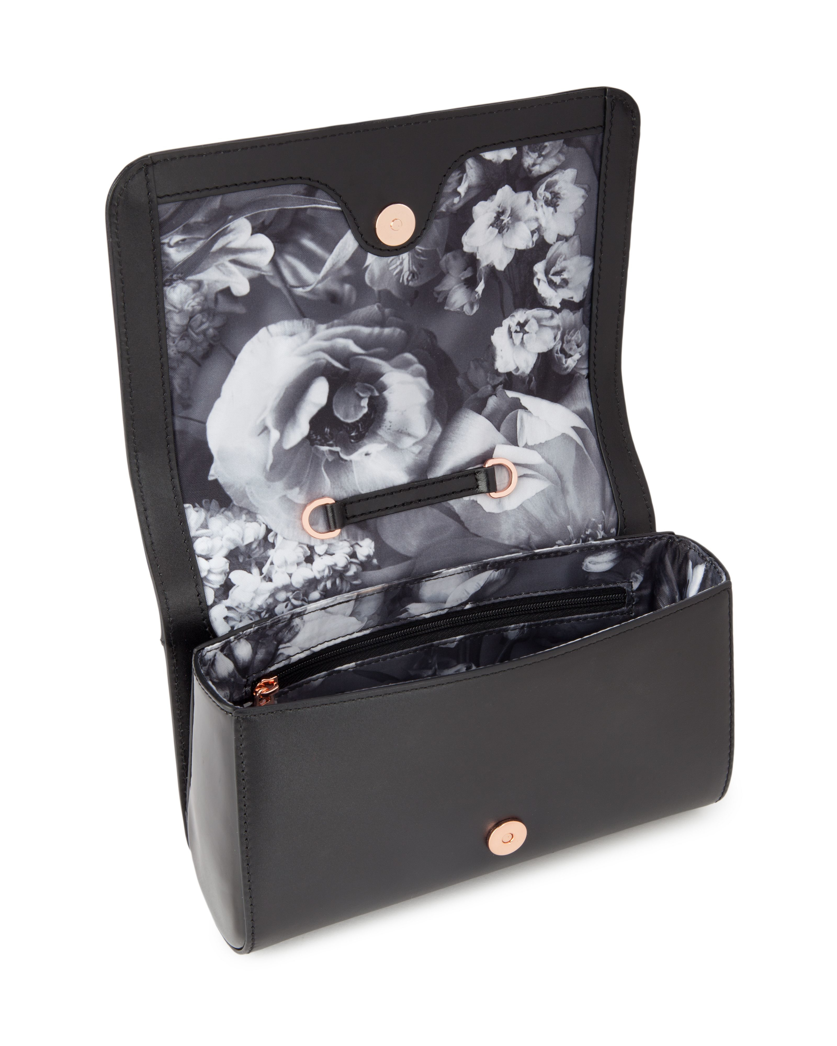 Ted Baker Black Peona Loop Bow Leather Clutch Bag Lyst