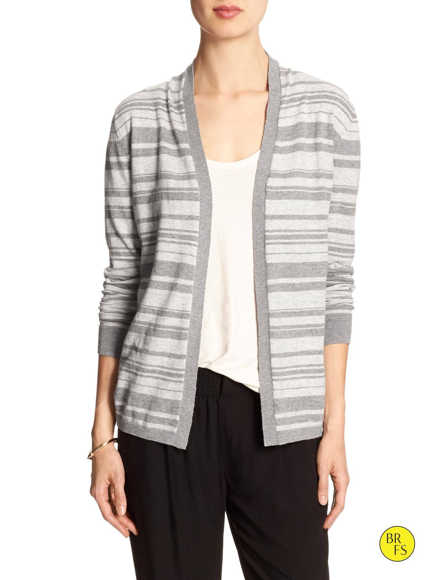 Banana Republic Gray Factory Stripe Open Cardigan Lyst