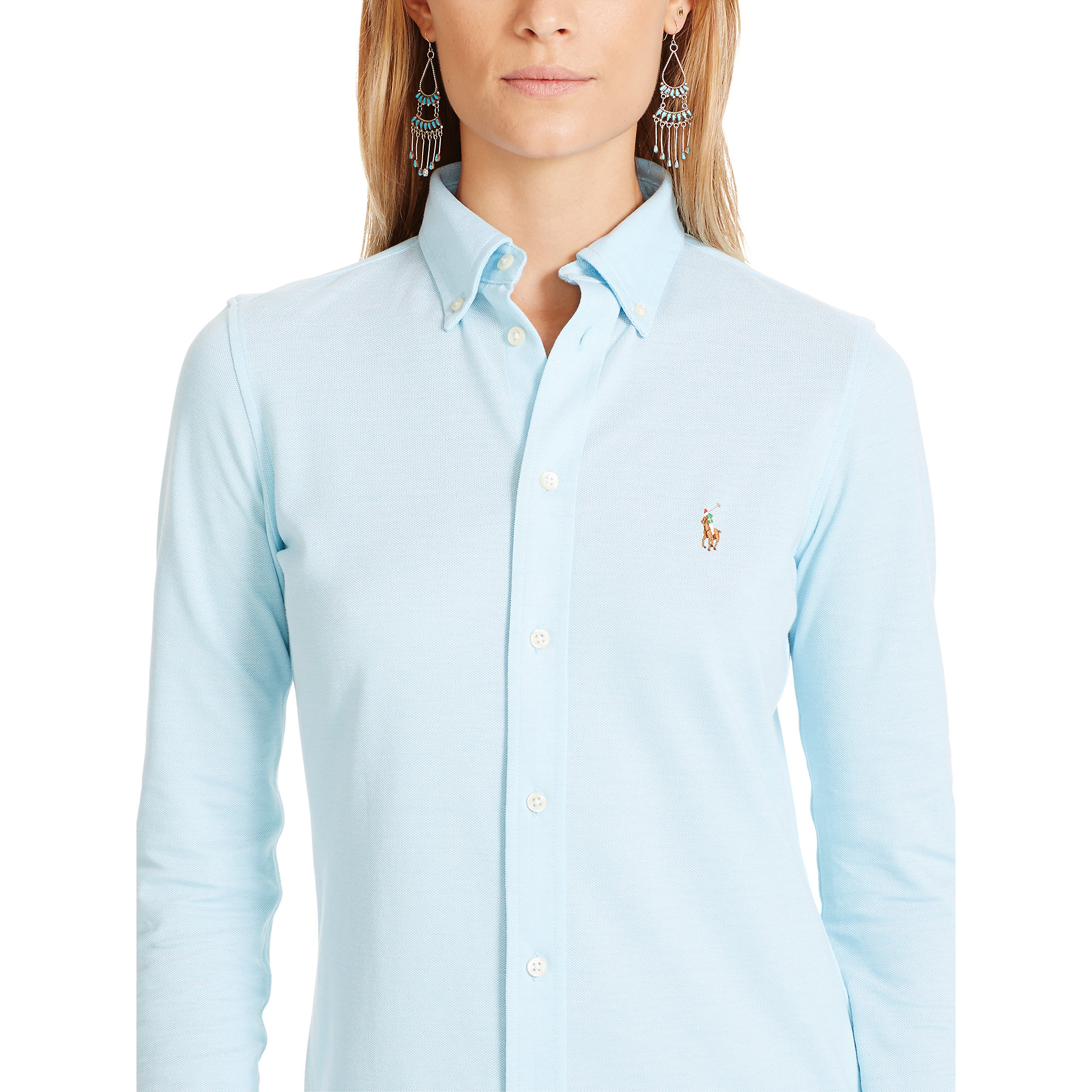 Lyst - Polo Ralph Lauren Knit Oxford Shirt in Blue
