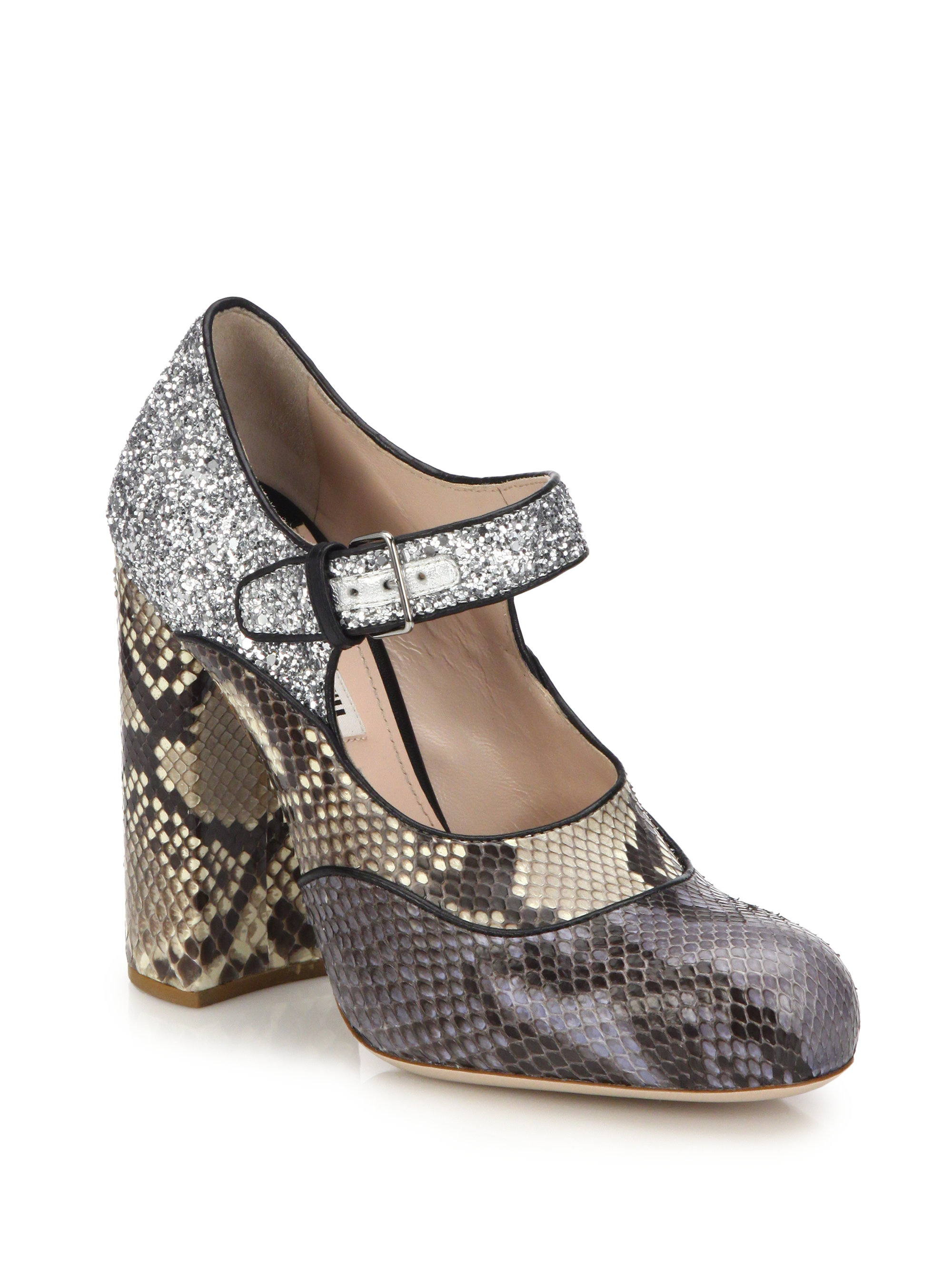 miu miu glitter mary jane pumps
