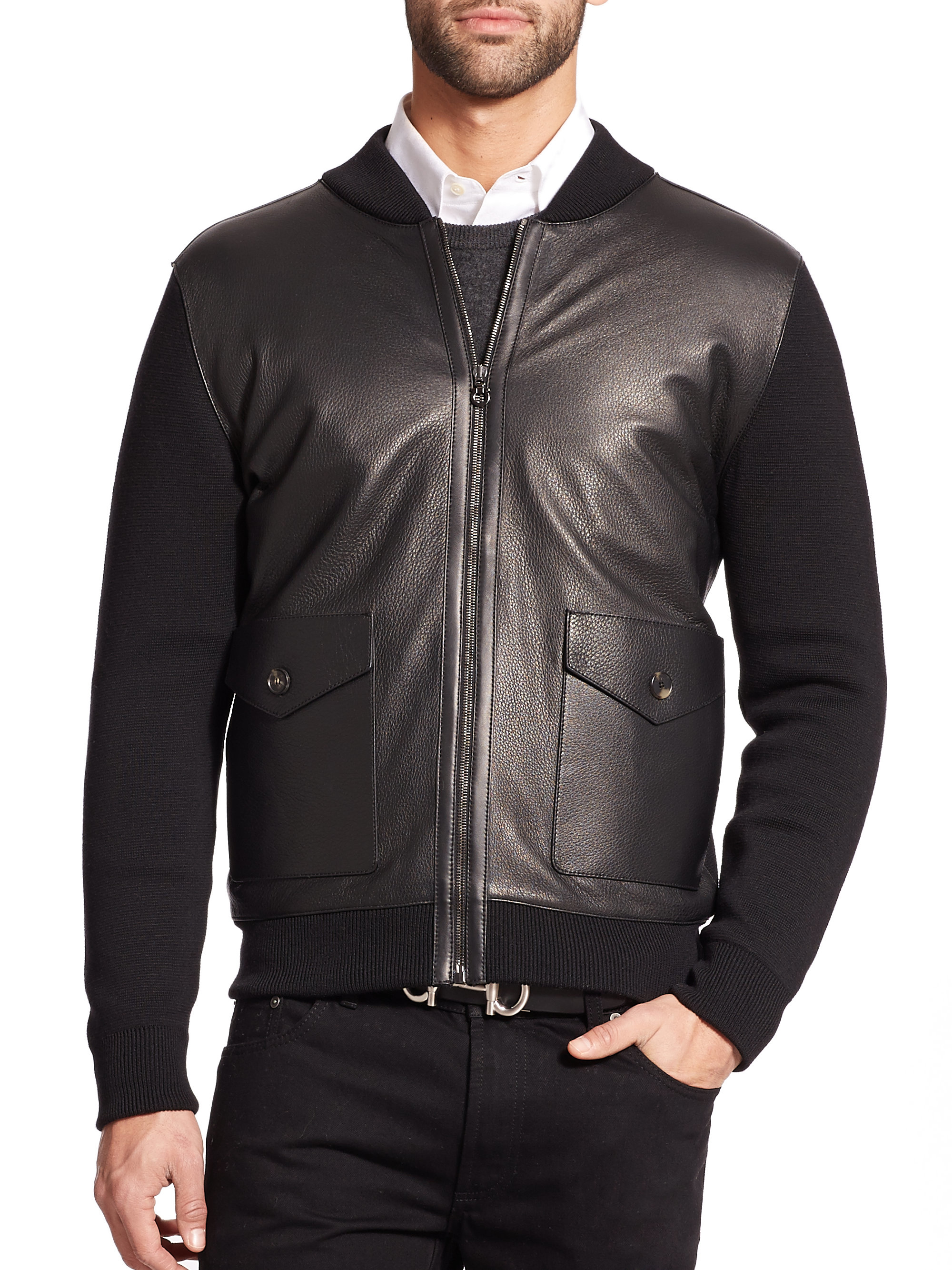 ferragamo leather jacket
